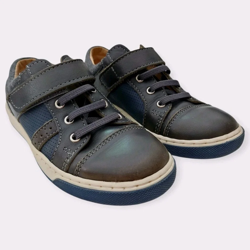 Jacadi Paris Boys Brown Leather Hook-and-Loop Sneakers Shoes Size EU 31 US 13